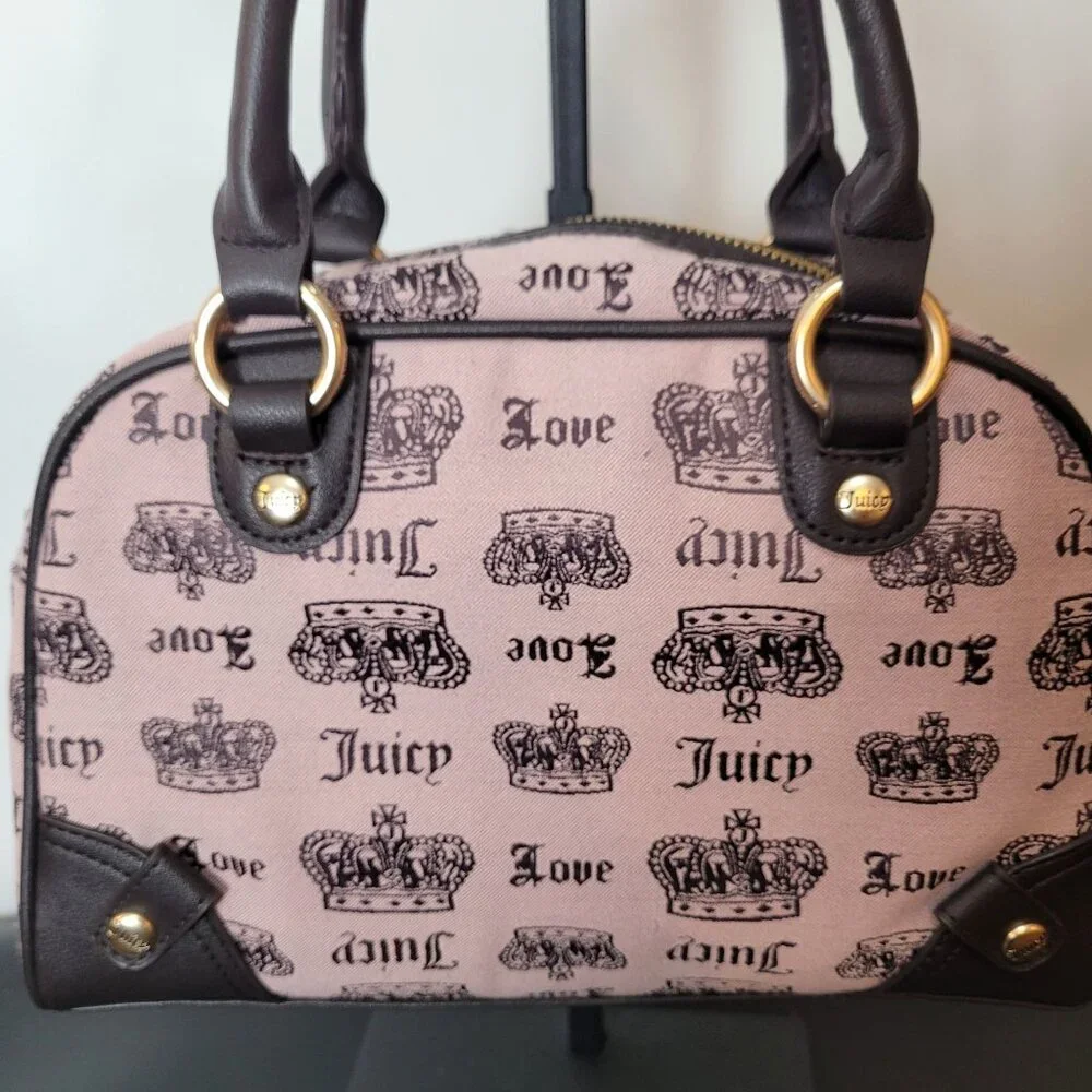 Juicy Couture Light Pink & Brown Trim Crossbody Satchel Bag - Picture 16 of 16